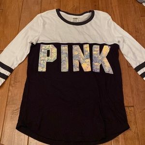 PINK long sleeve glitter tee